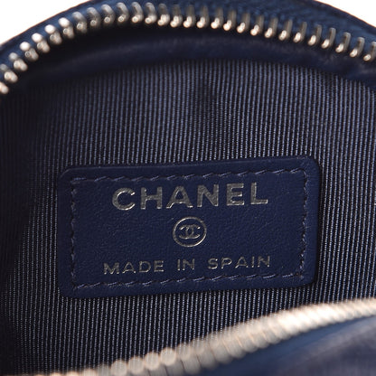 Chanel Caviar Quilted Zip Around Classic Coin Purse Navy Blue 6 of 8