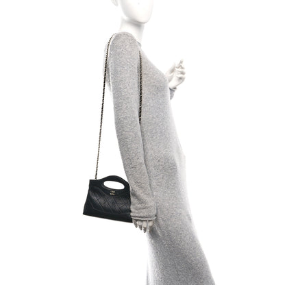 Chanel Shiny Crumpled Calfskin Quilted Nano 31 Shopping Bag Black 2 of 11