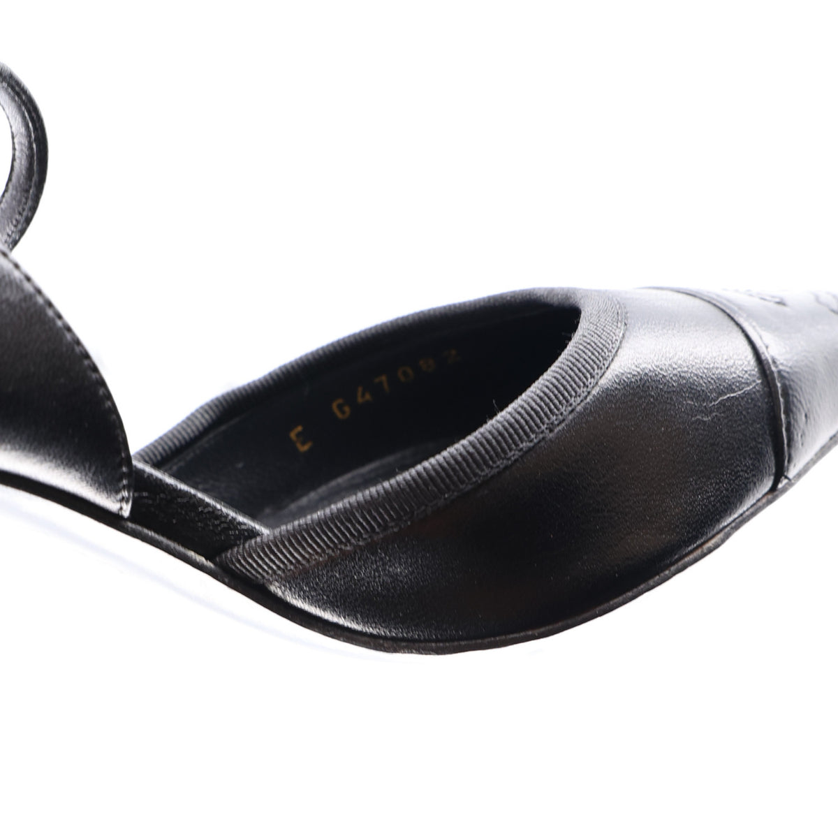 Chanel Iridescent Lambskin Pointed Cap Toe CC Slingback Pumps 37.5 Black 2 of 10