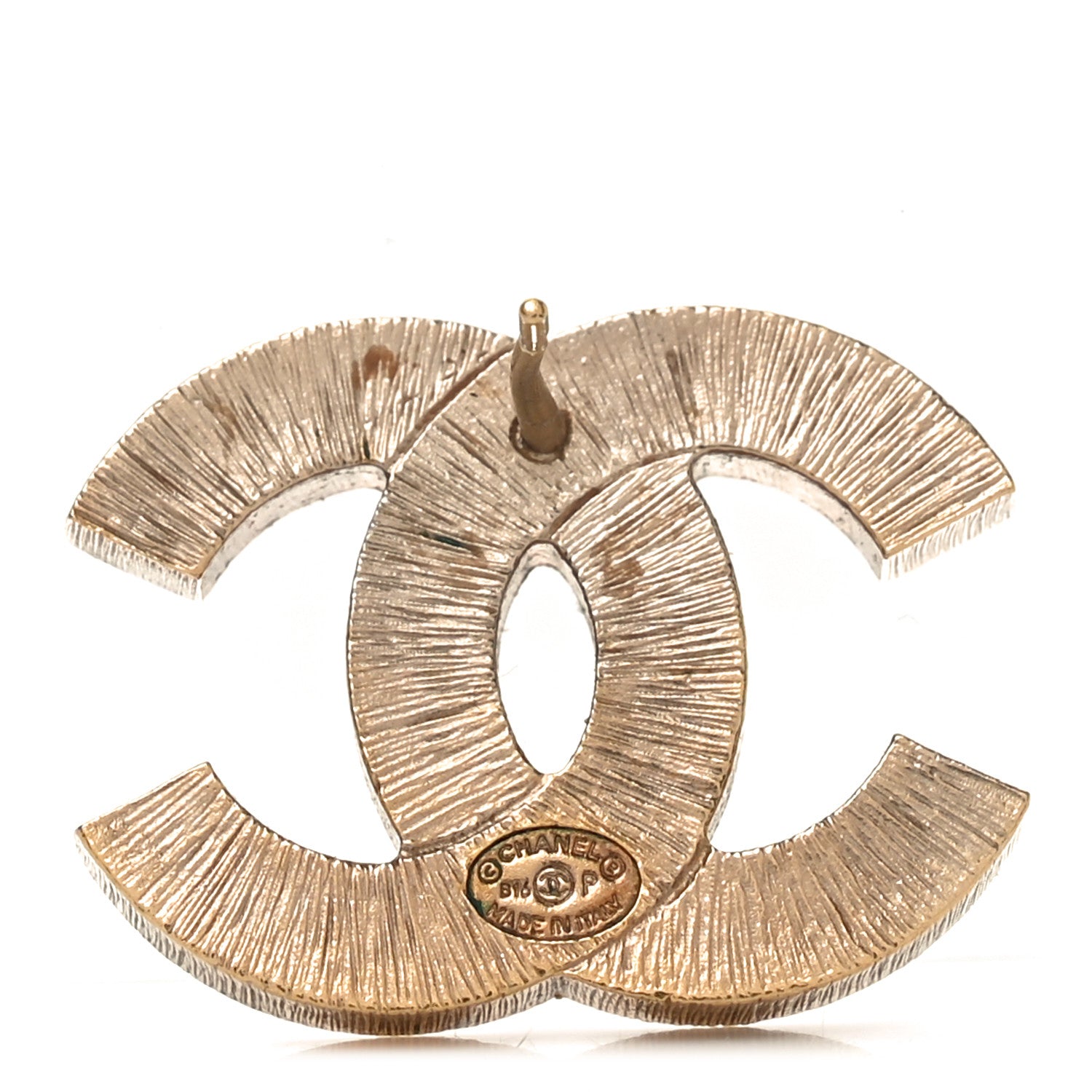 Chanel Metal Quilted CC Earrings Gold White 4 of 4