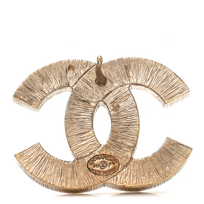 Chanel Metal Quilted CC Earrings Gold White 4 of 4