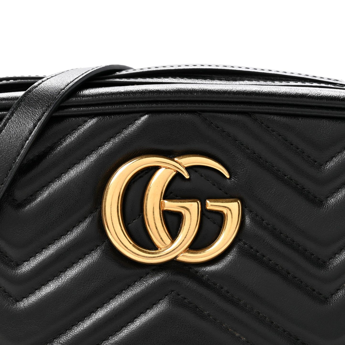 Calfskin Matelasse Small GG Marmont Chain Shoulder Bag Black