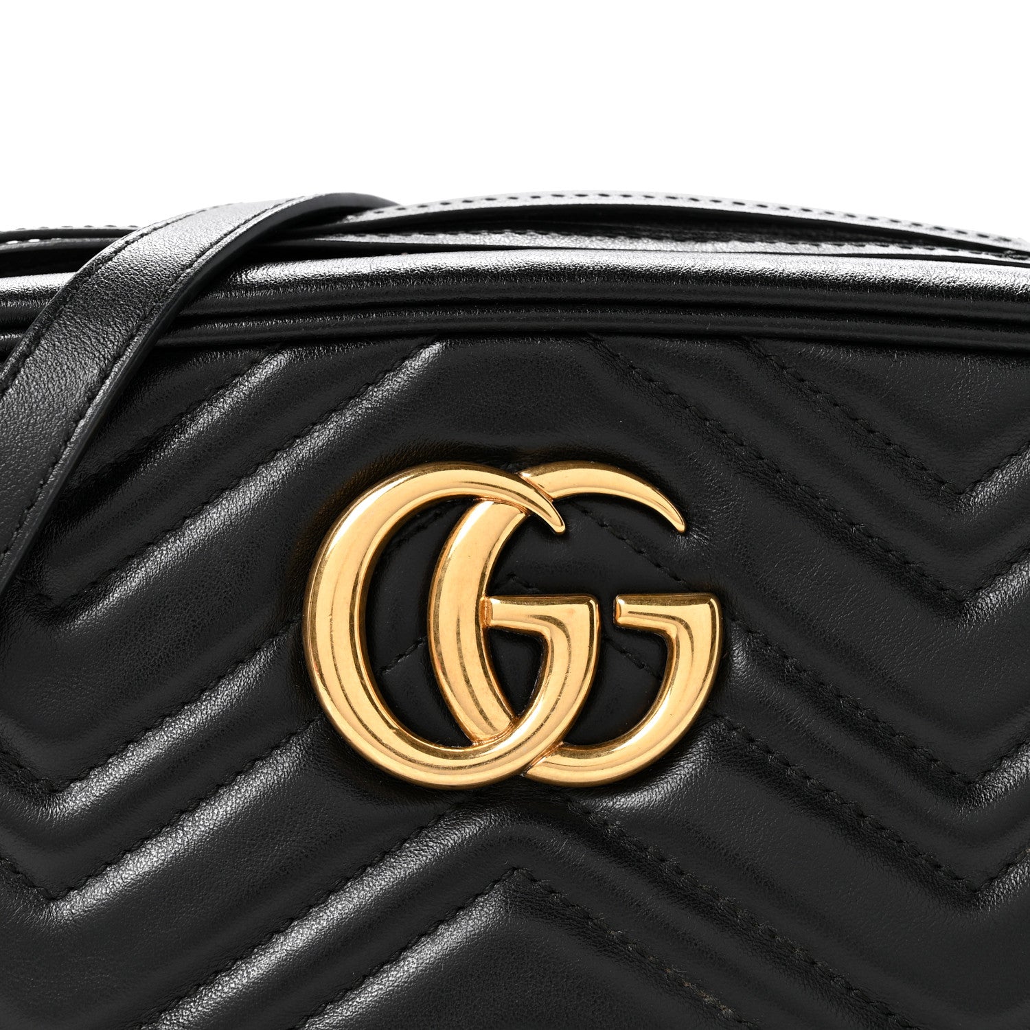 Gucci Calfskin Matelasse Small GG Marmont Chain Shoulder Bag Black 8 of 13