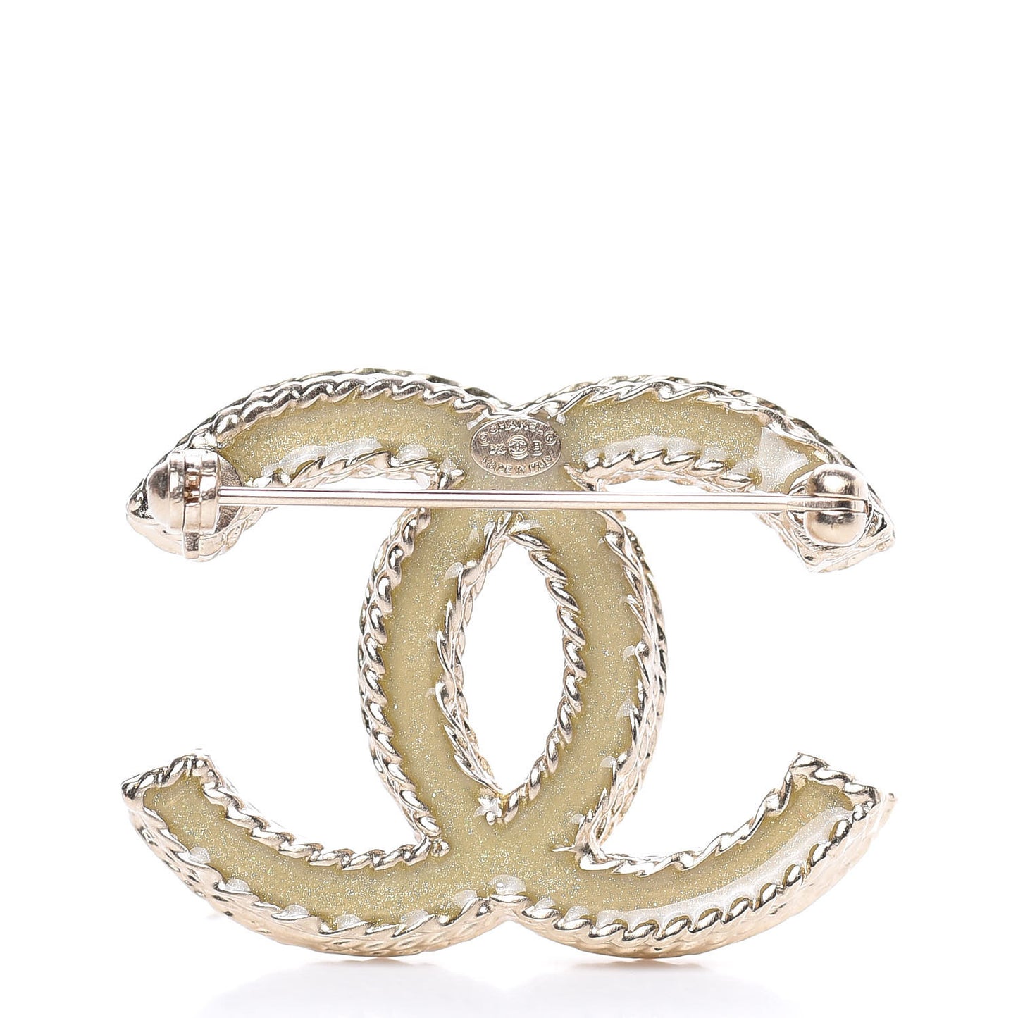 Crystal CC Brooch Gold