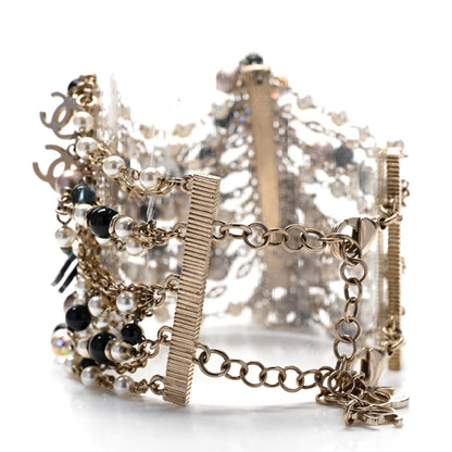 Chanel Pearl Bead Crystal CC Multi Strand Byzantine Chain Black Gold 3 of 5