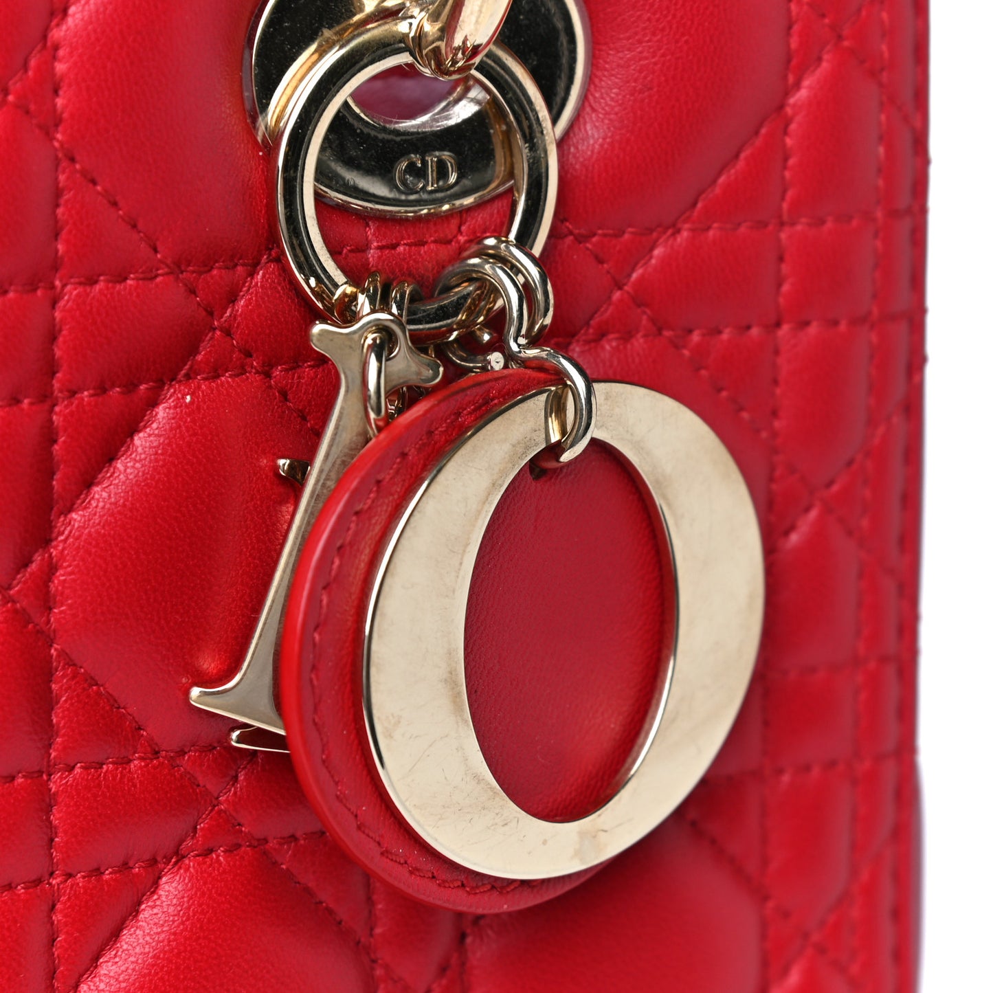 Lambskin Cannage Medium Lady Dior Red