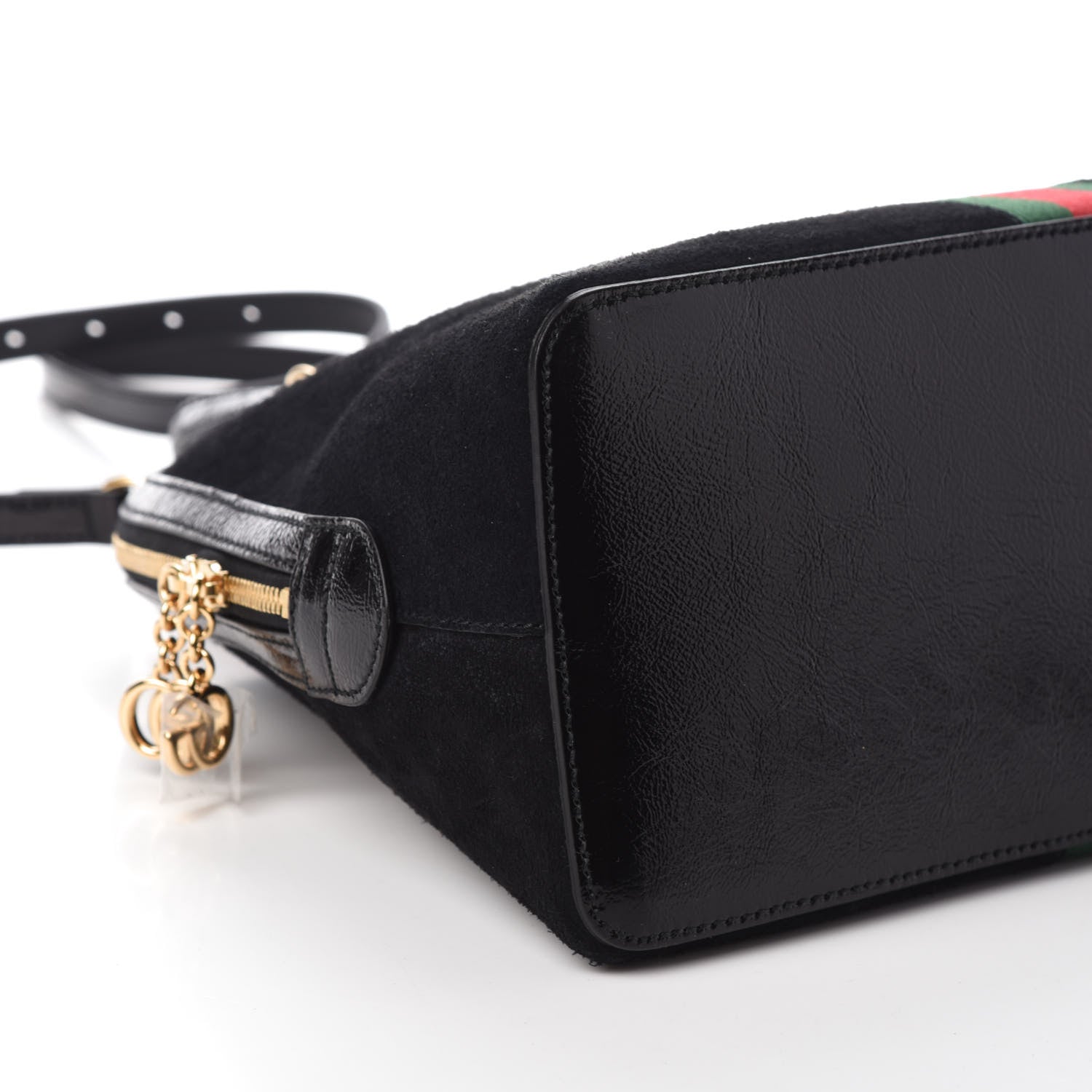 Gucci Suede Patent GG Web Medium Ophidia Top Handle Dome Bag Black 8 of 9
