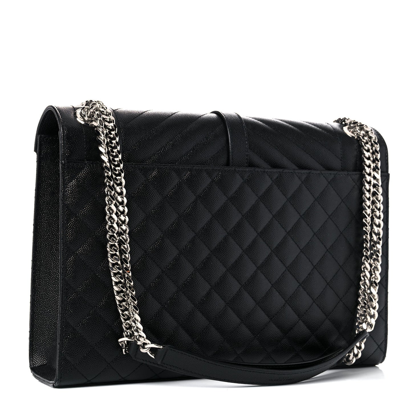Grain De Poudre Textured Mixed Matelasse Large Triquilt Monogram Satchel Black