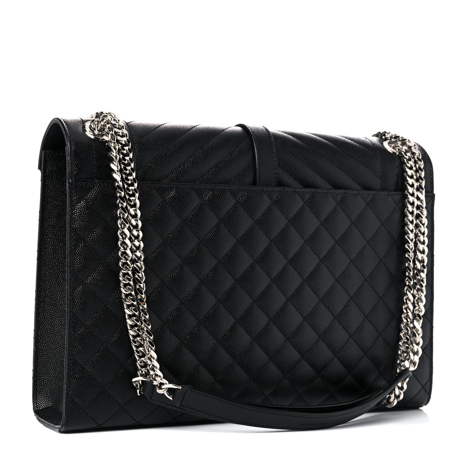 Saint Laurent Grain De Poudre Textured Mixed Matelasse Large Triquilt Monogram Satchel Black 2 of 8