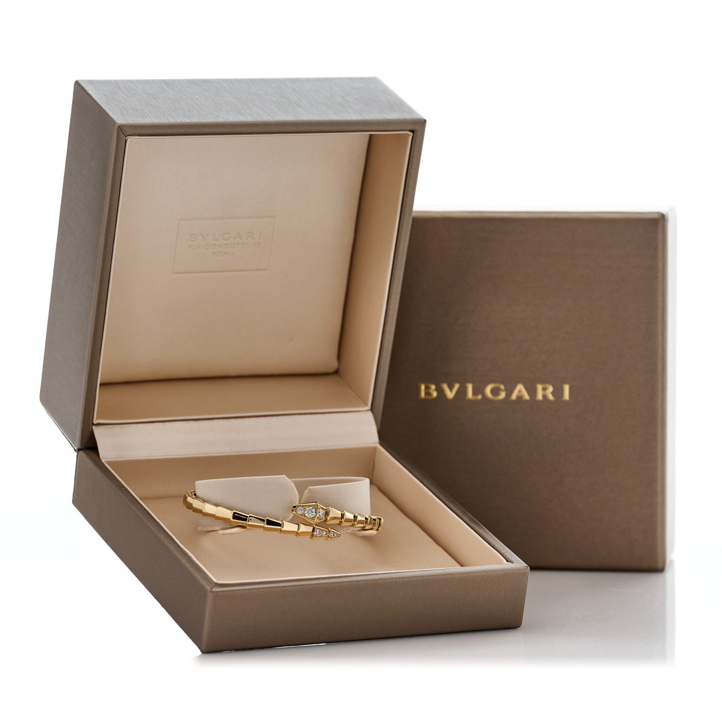 18K Yellow Gold Diamond Serpenti Viper Bracelet M