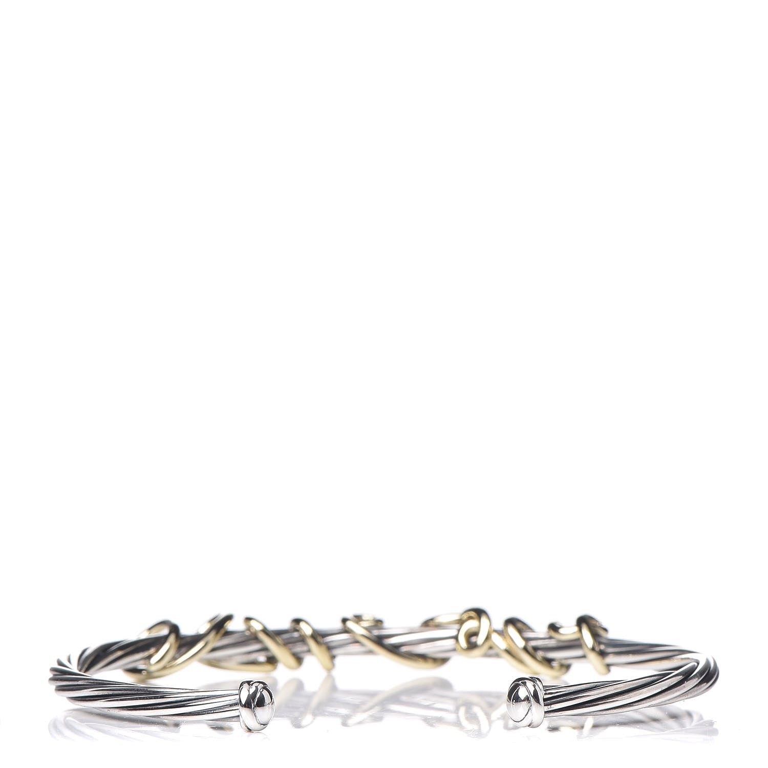 David Yurman Sterling Silver 14K Yellow Gold DY Whispers I Love You Bracelet 3 of 6