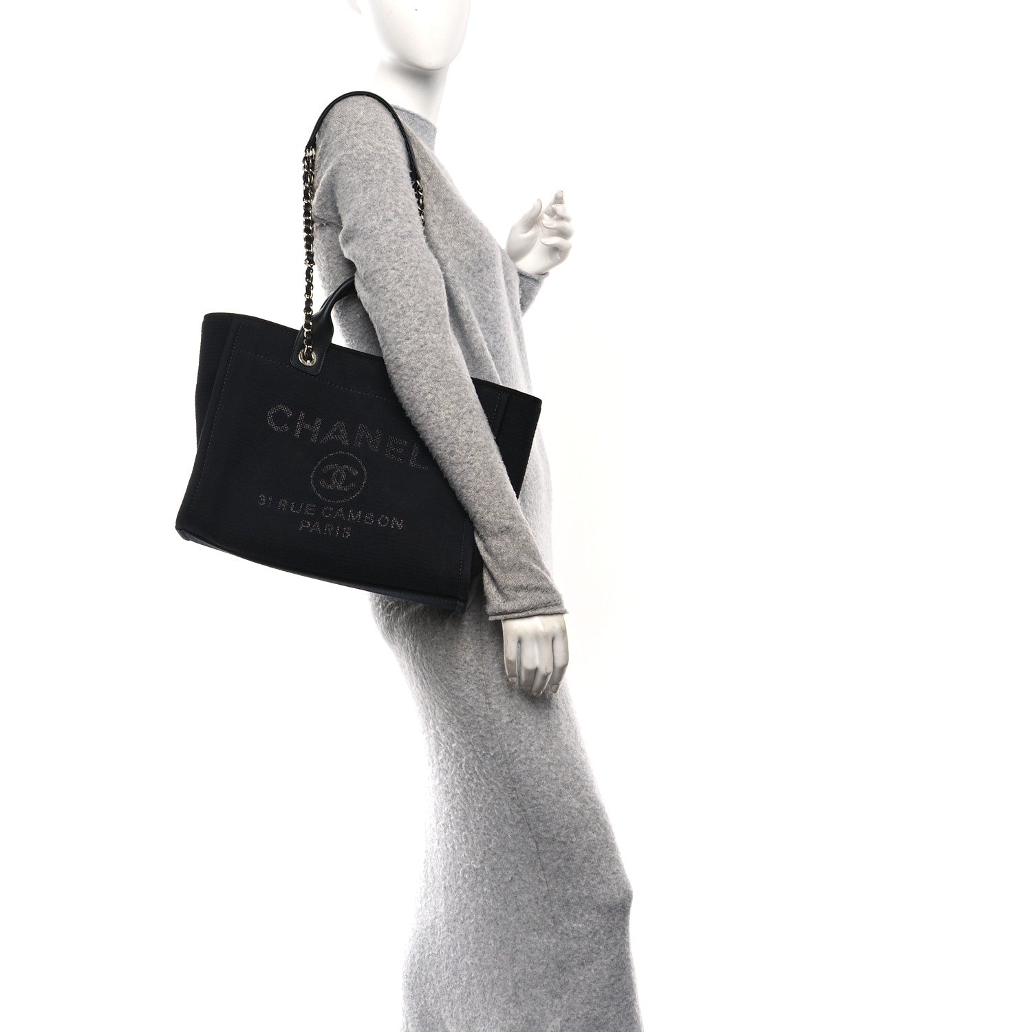 Chanel Mixed Fibers Small Deauville Tote Black 2 of 11