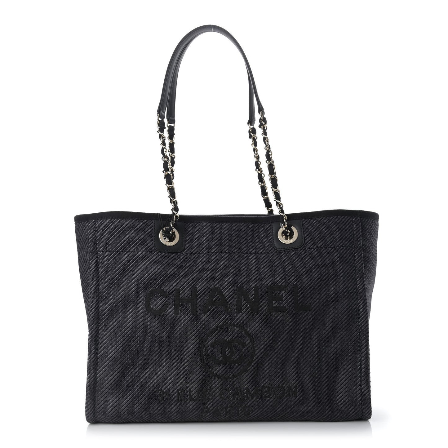 Mixed Fibers Calfskin Small Deauville Tote Black