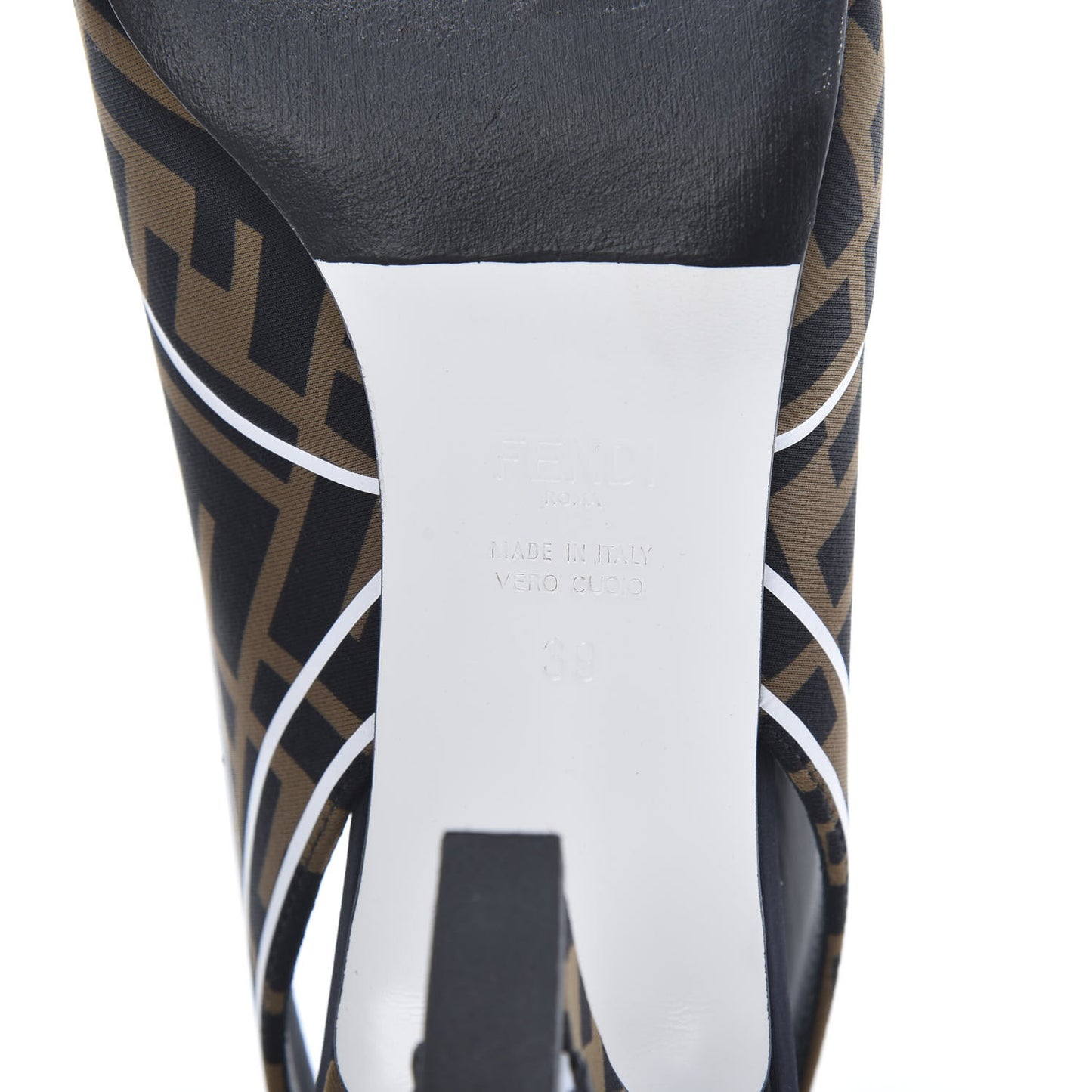 Lycra Film FF FFreedom Decollete Slingback Pumps 39 Tobacco Moro White