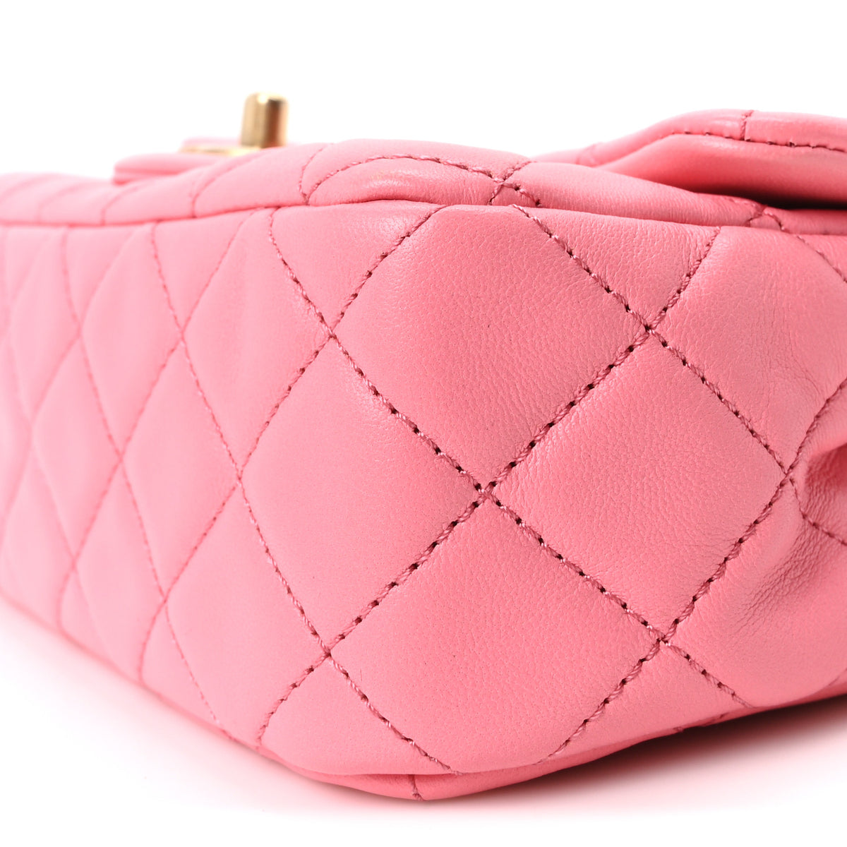 Lambskin Quilted Mini Rectangular Pearl Crush Flap Pink