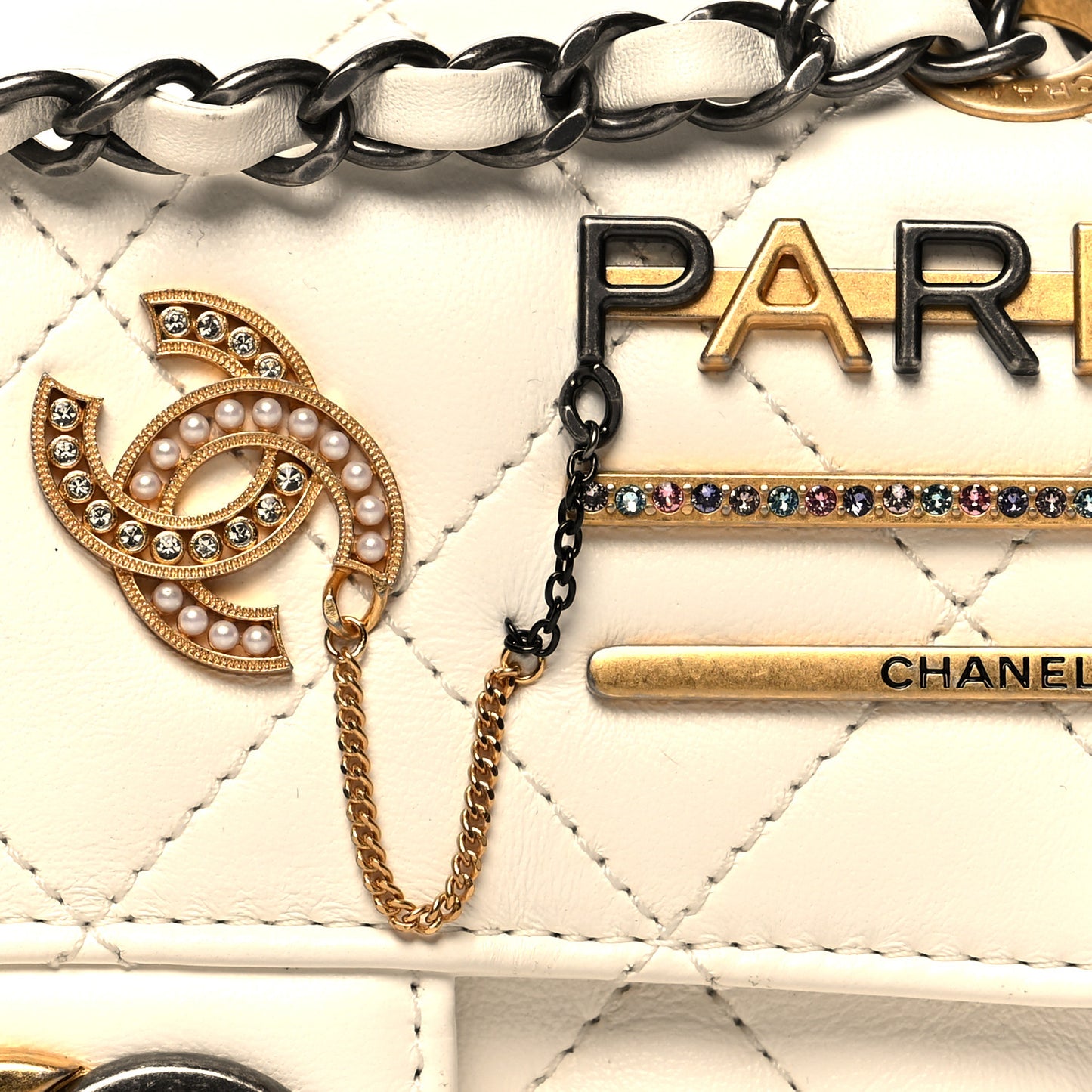 Lambskin Quilted Mini Coco Clips Flap White