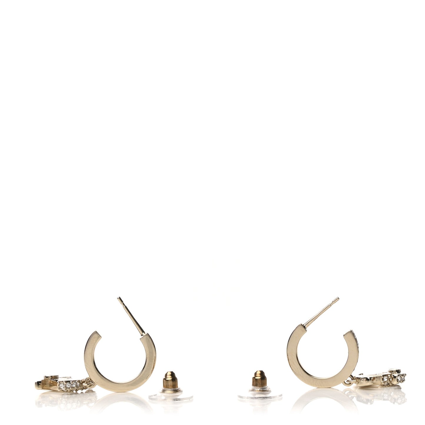 Crystal Bead CC Hoop Drop Earrings Light Gold