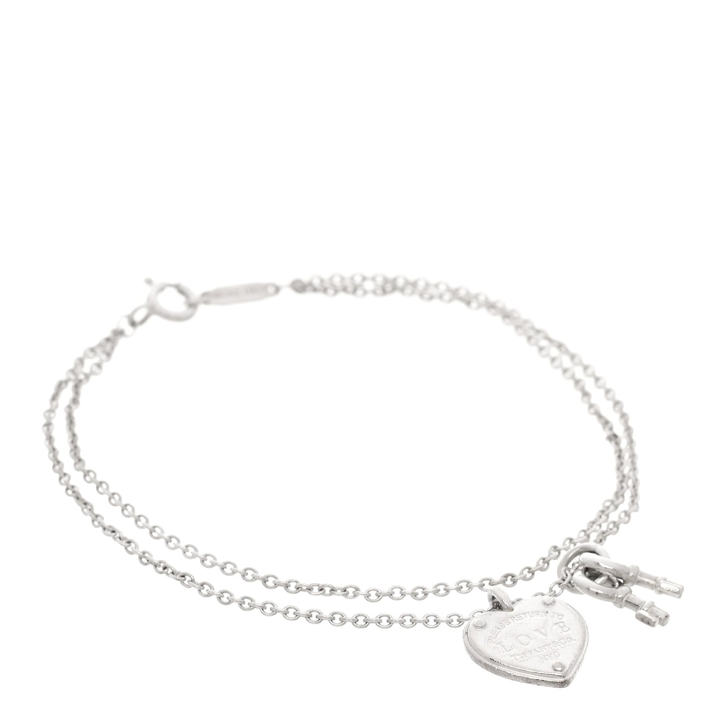 Sterling Silver Return To Tiffany Love Heart Tag Key Bracelet