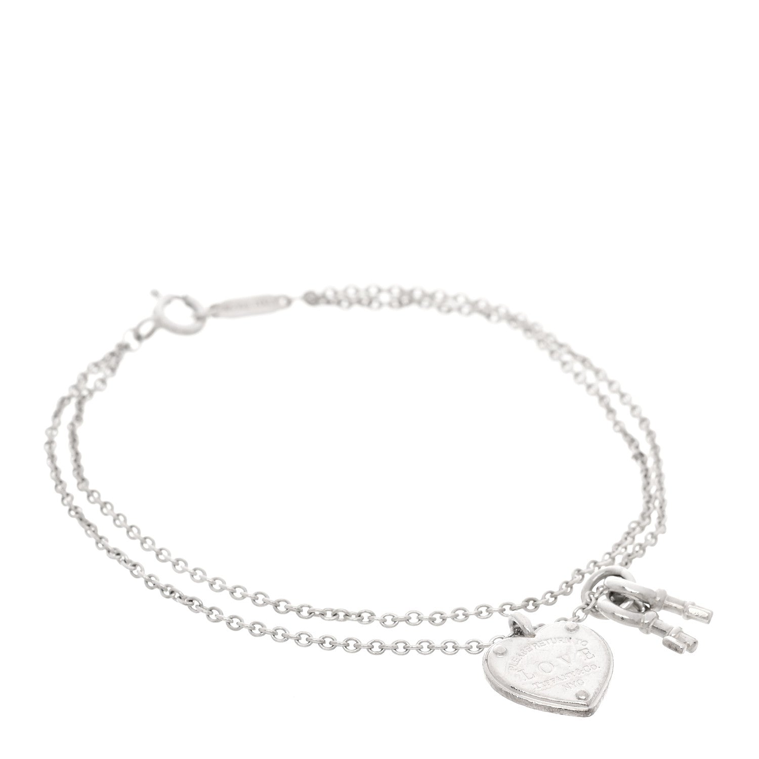 Tiffany Sterling Silver Return To Tiffany Love Heart Tag Key Bracelet 1 of 5