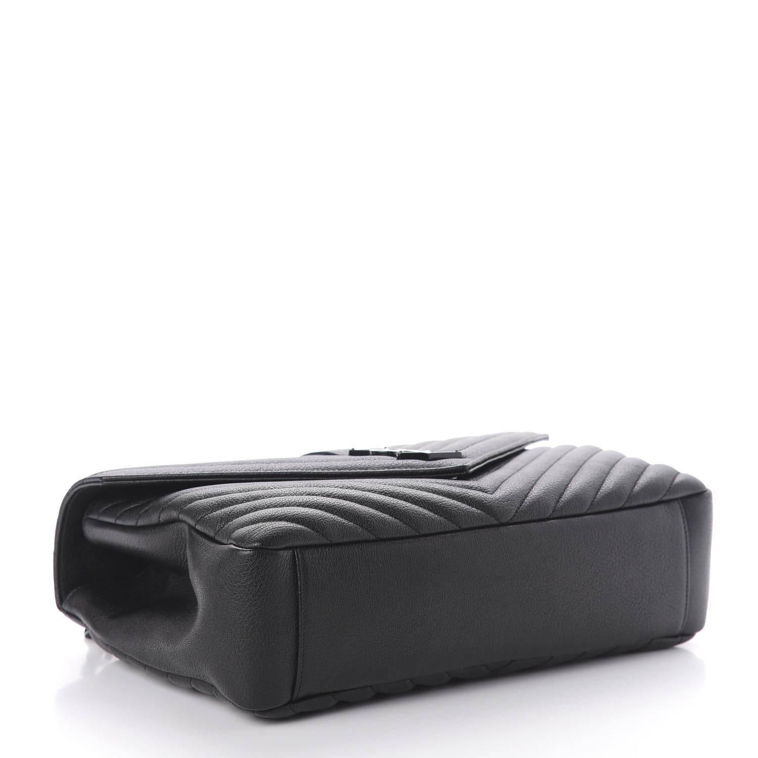 Saint Laurent Sheepskin Matelasse Chevron Monogram Monochrome Large College Satchel Black 4 of 9