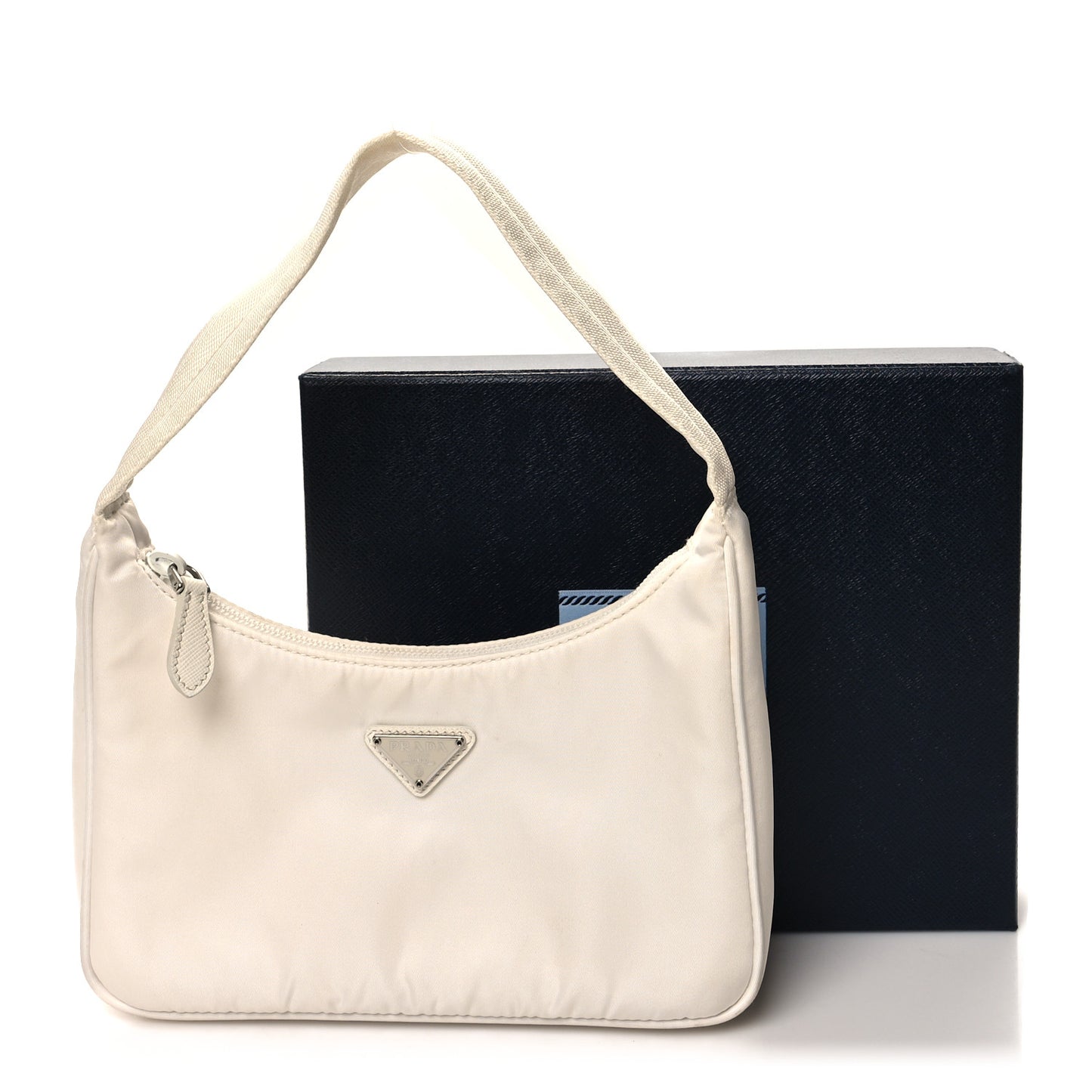 Re-Nylon Saffiano Mini Re-Edition 2005 Bag White