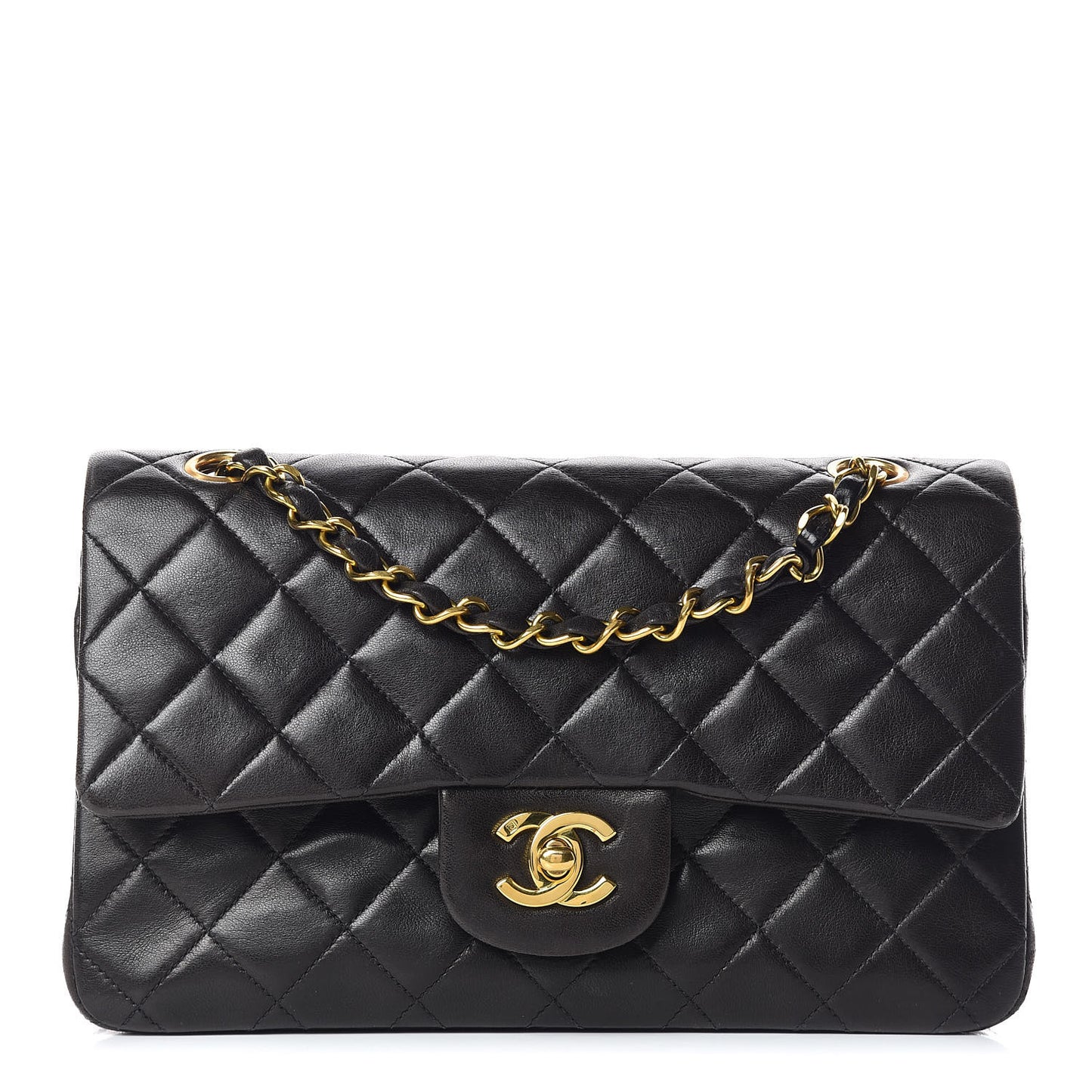 Lambskin Quilted Small Double Flap Black