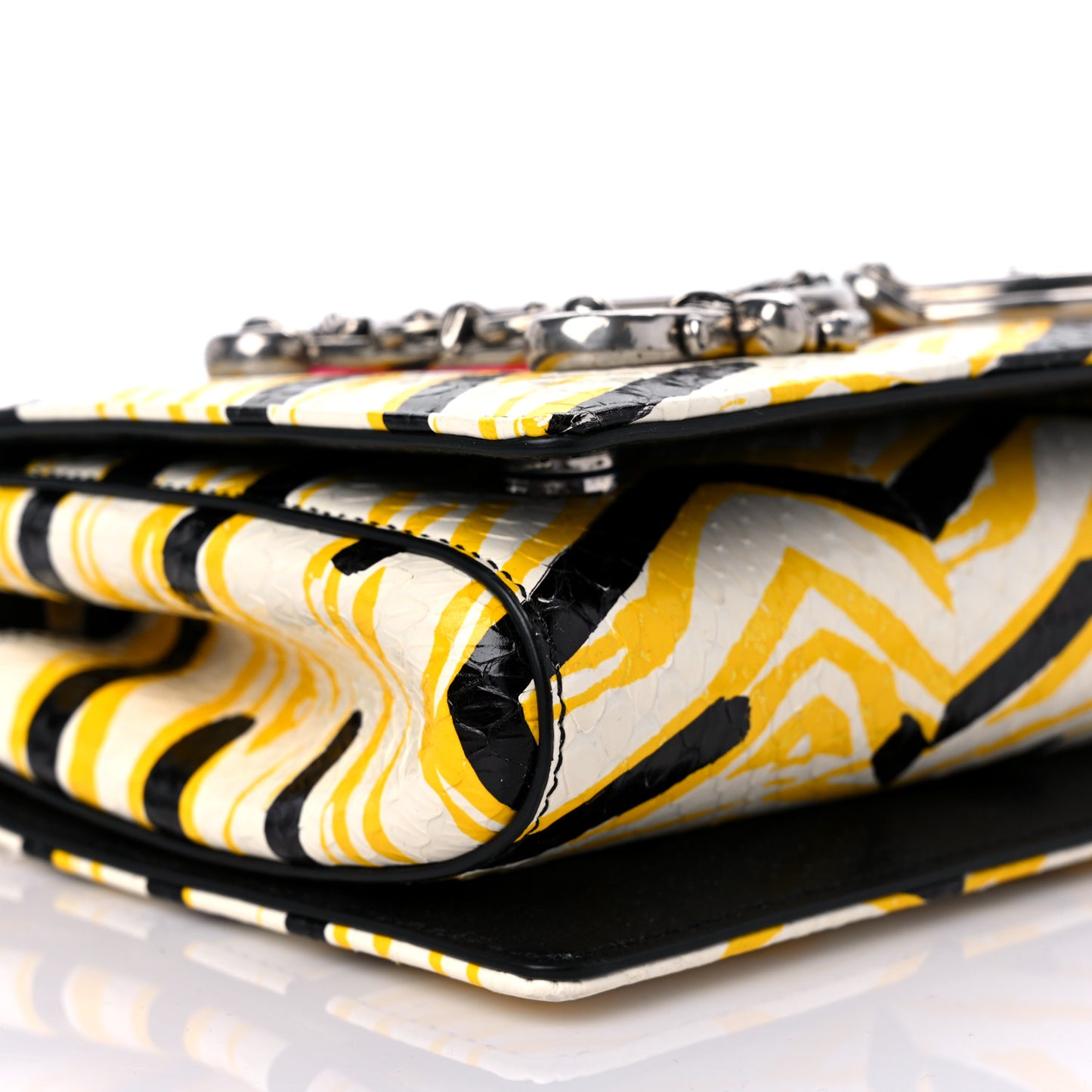 Printed Elaphe DG Girls Shoulder Bag White Multicolor