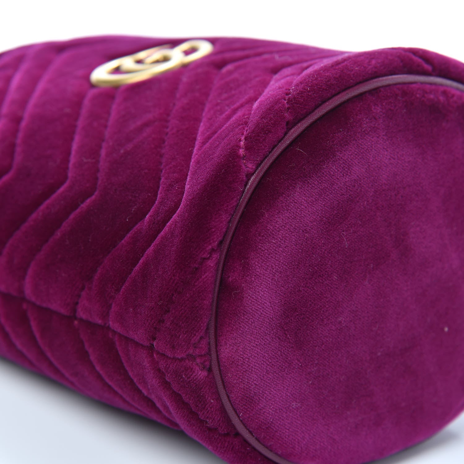 Gucci Velvet Matelasse Mini GG Marmont 2.0 Bucket Bag Fuchsia Violet Cyclamen 8 of 9