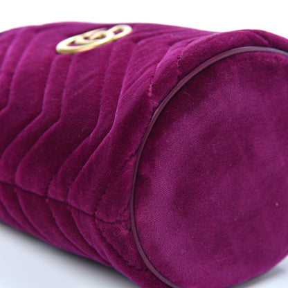 Gucci Velvet Matelasse Mini GG Marmont 2.0 Bucket Bag Fuchsia Violet Cyclamen 8 of 9