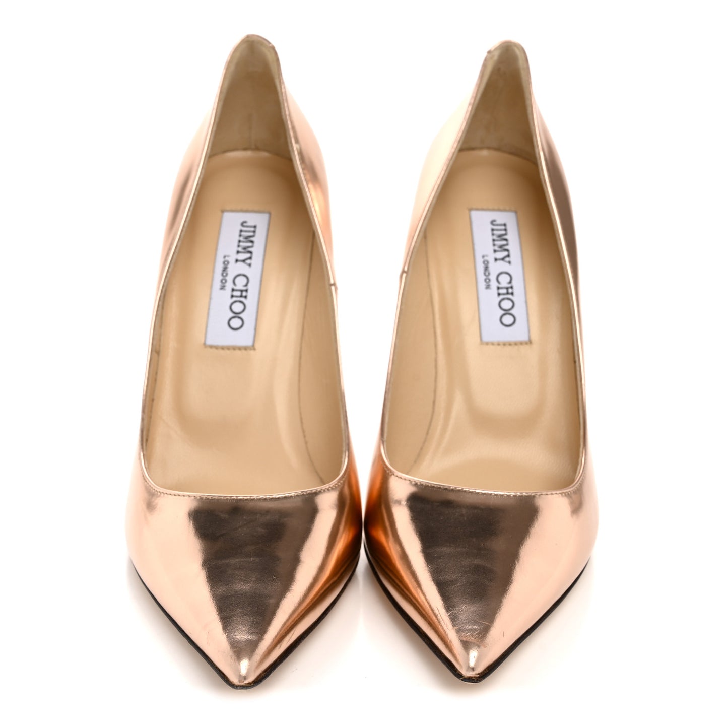 Metallic Mirror Calfskin Pointy Toe Abel Pumps 37 Blush