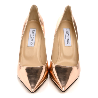 Jimmy Choo Metallic Mirror Calfskin Pointy Toe Abel Pumps 37 Blush 3 of 9