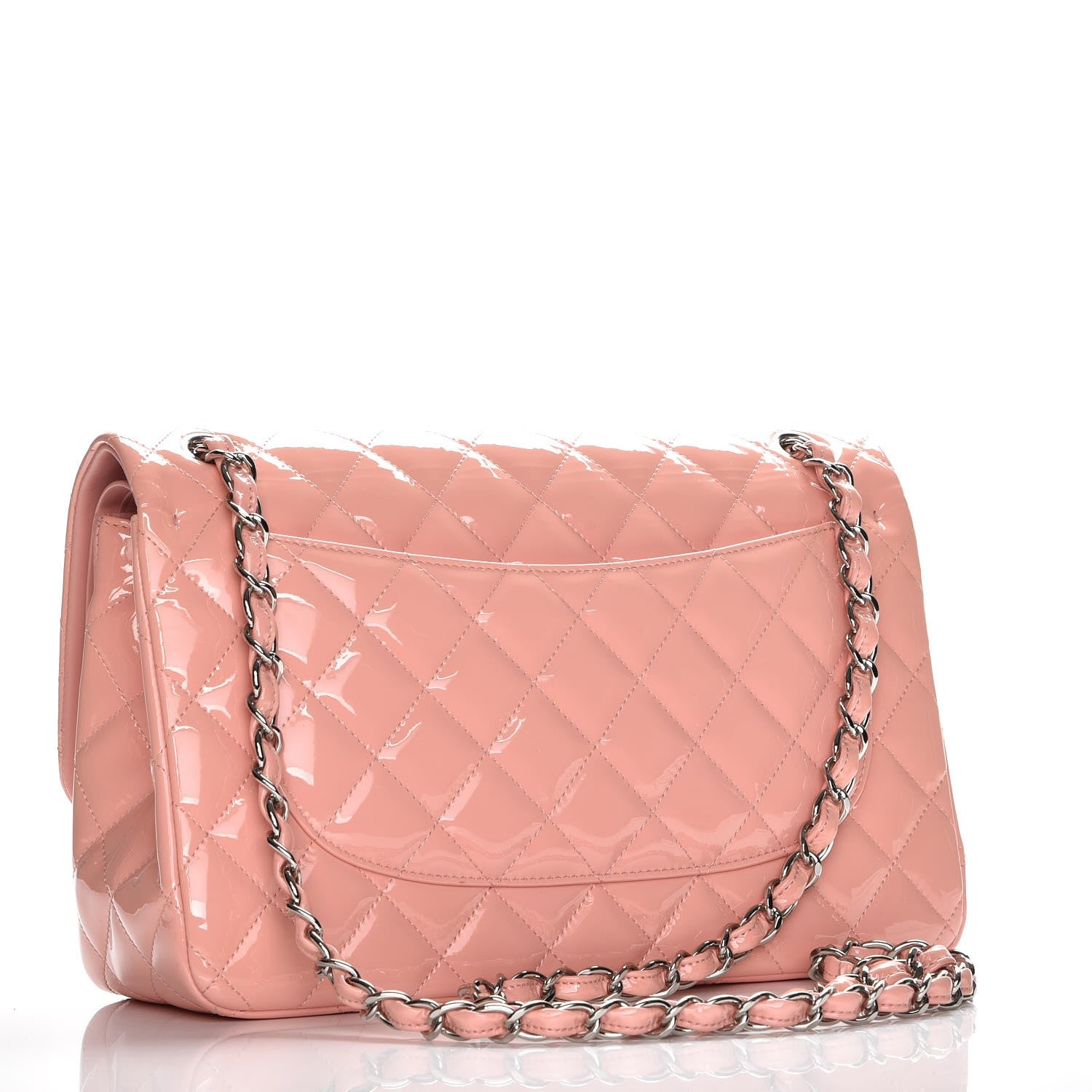 Chanel Patent Quilted Jumbo Double Flap Pink 3 of 10