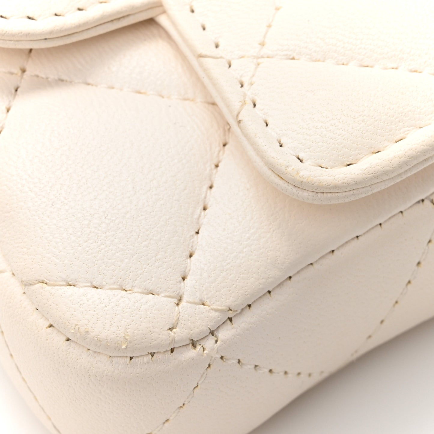 Lambskin Enamel Quilted Mini Chain Belt Bag White