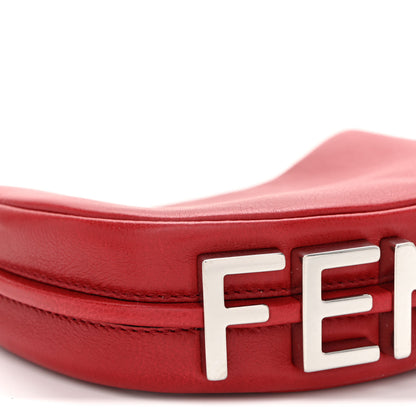 Fendi Vitello Grace New Matte Nano Fendigraphy Hobo Charm Scarlet Sage 8 of 9