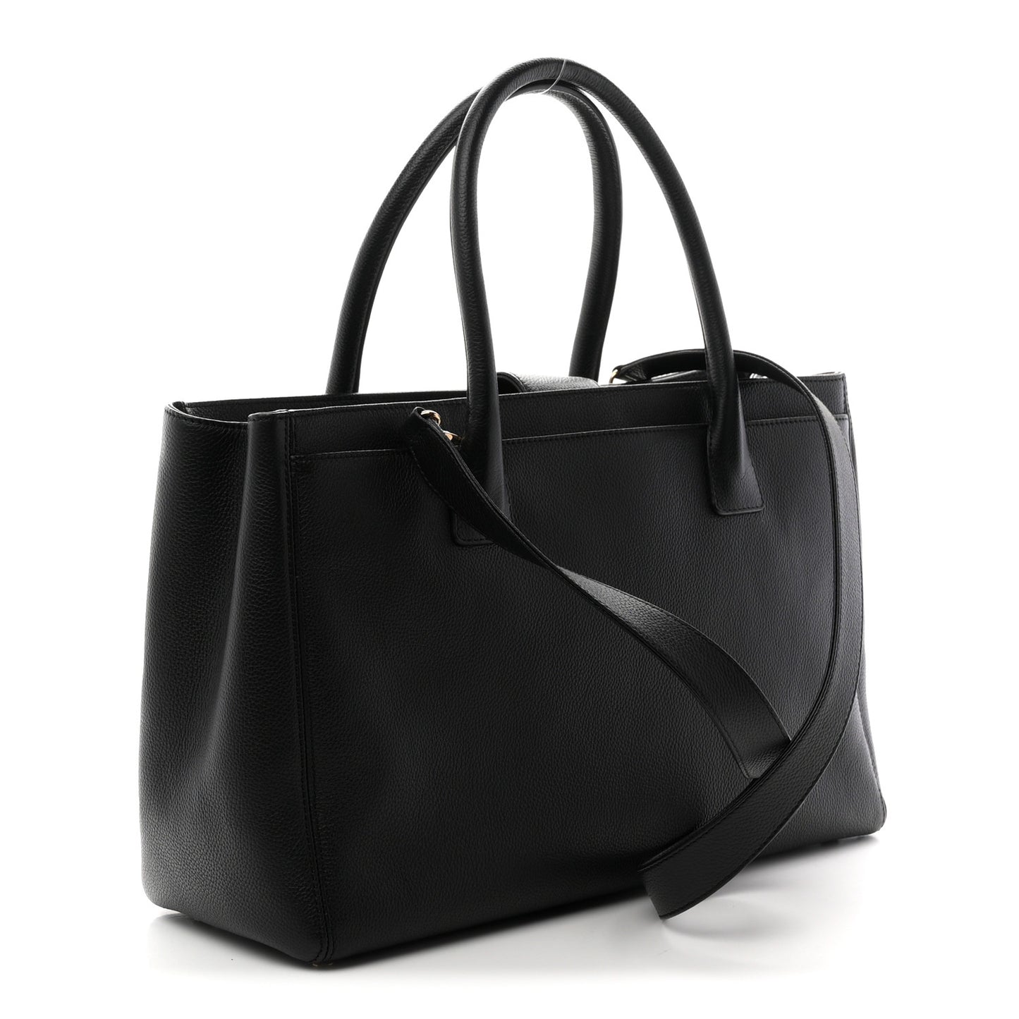 Calfskin Cerf Executive Shopper Tote Black