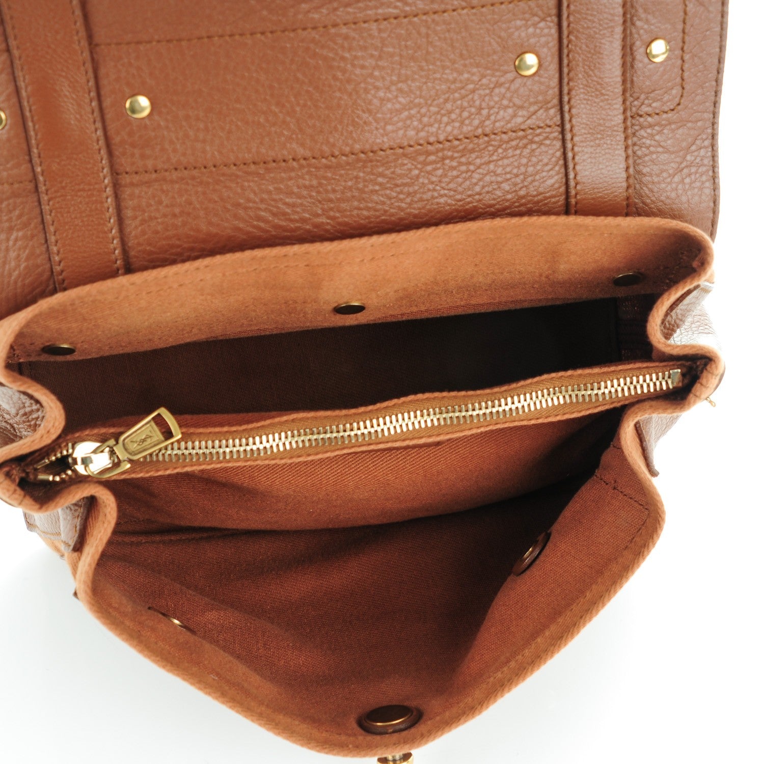 Saint Laurent Calfskin Canvas Small Muse Two Cognac 5 of 7