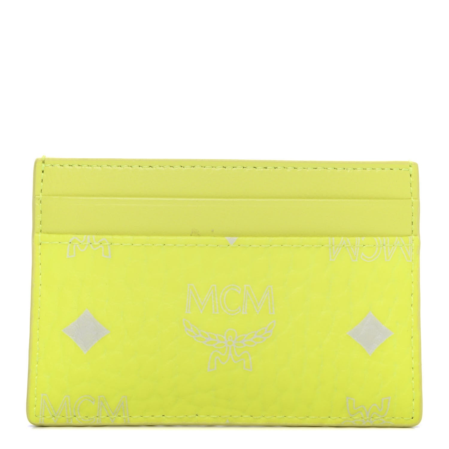 MCM Visetos Card Case Neon Yellow 1 of 7