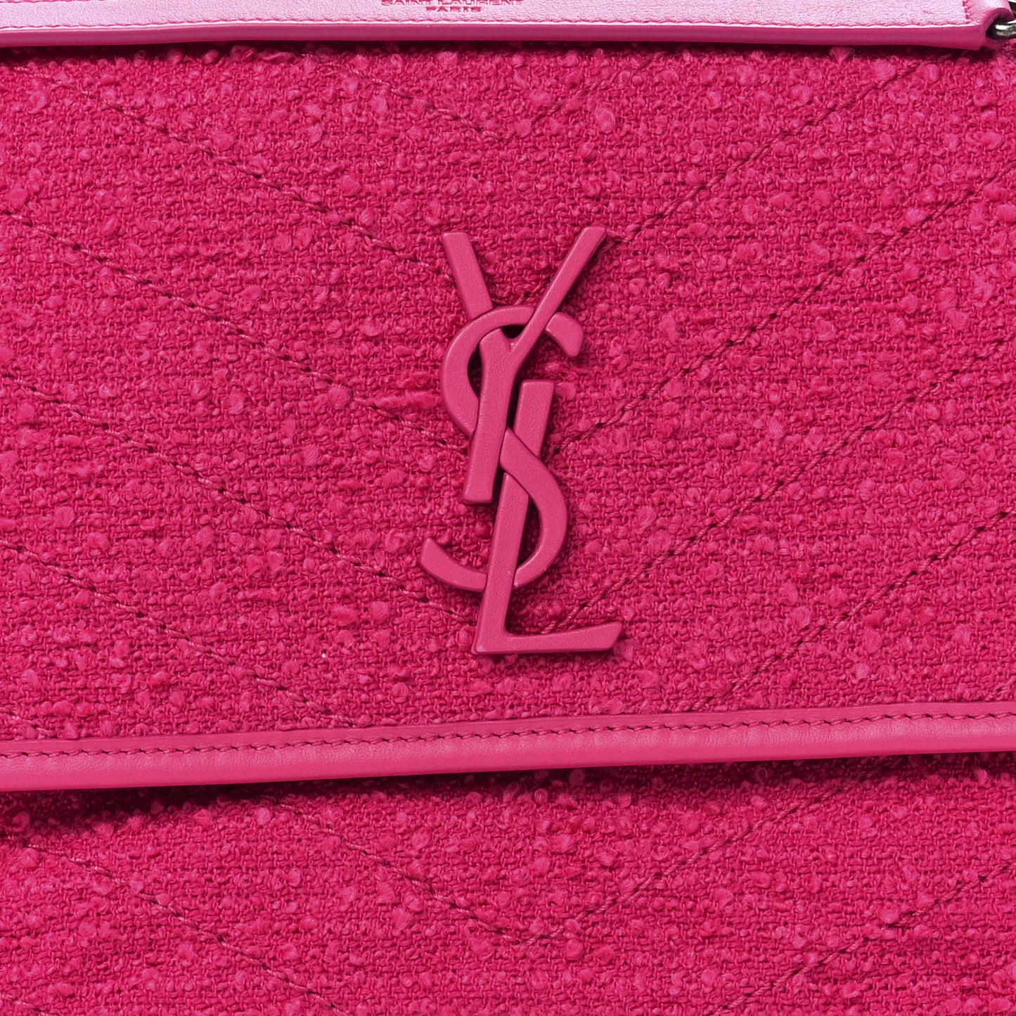 Boucle Tweed Monogram Medium Niki Chain Satchel Pink