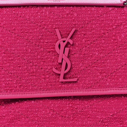 Saint Laurent Boucle Tweed Monogram Medium Niki Chain Satchel Pink 10 of 13