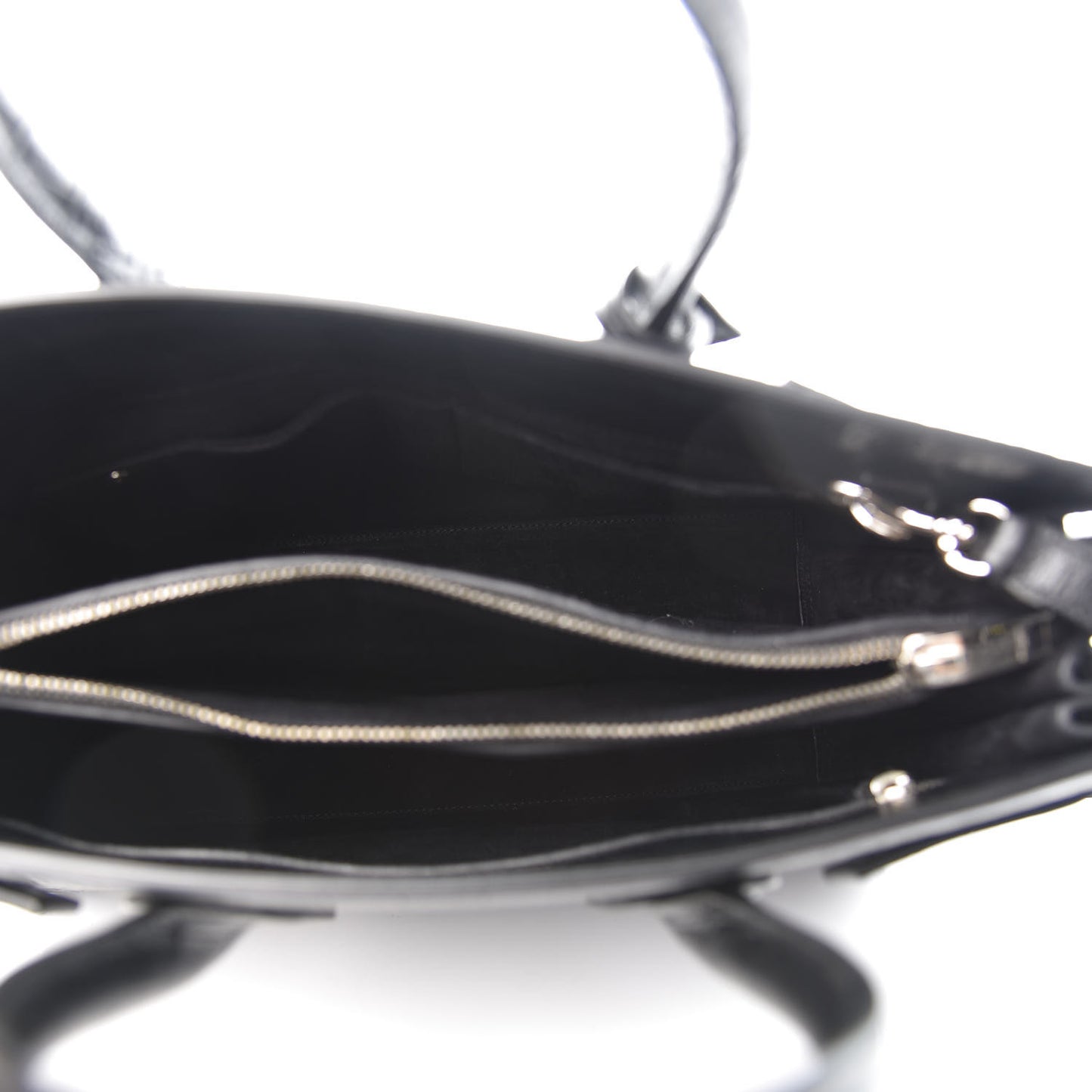 Calfskin Crocodile Embossed Small Sac de Jour Black