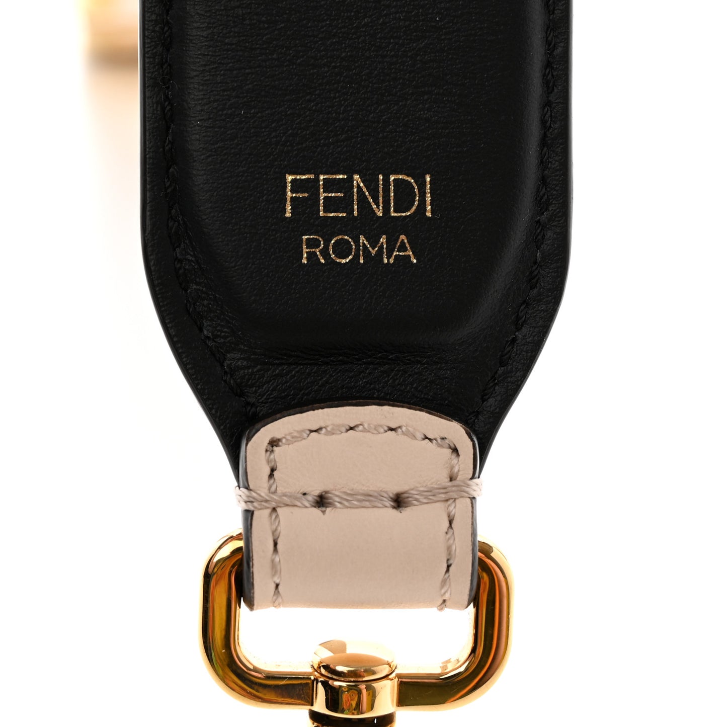 Vitello Century Metal Logo Bi-Color Strap You Beige Black