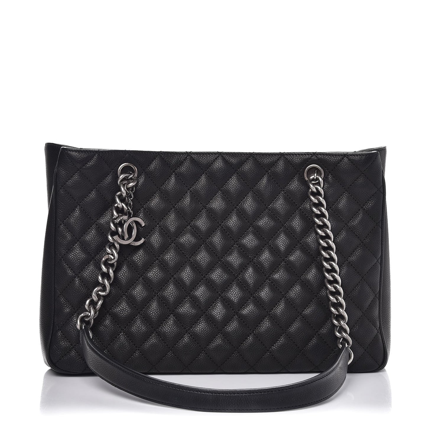 Caviar Quilted Medium Rock In Rome Tote Black