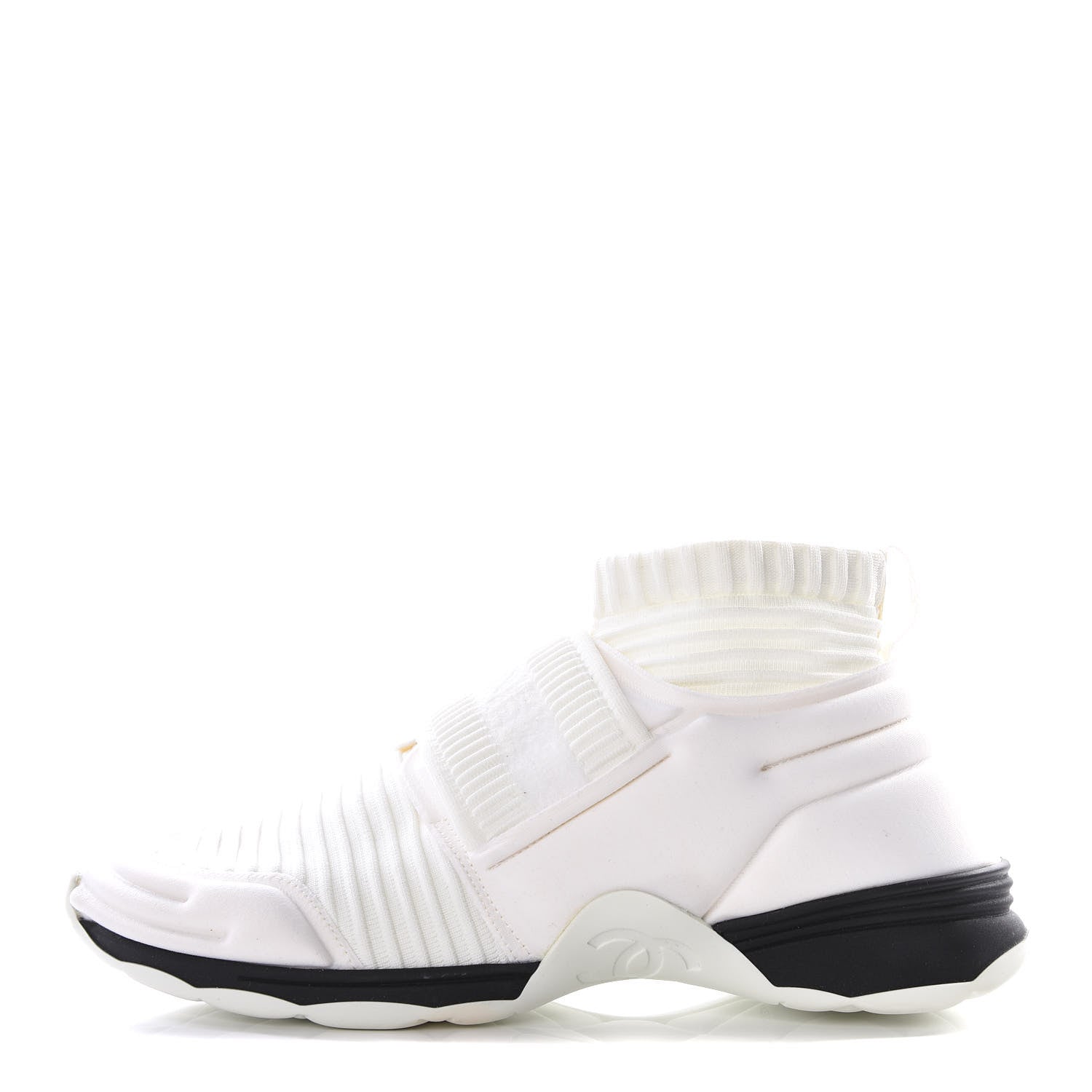 Chanel Stretch Fabric CC Sneakers 36.5 White 1 of 10
