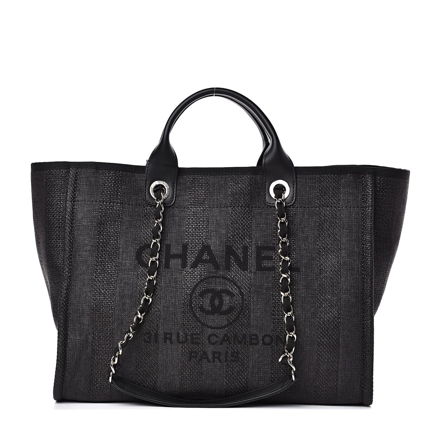 Mixed Fibers Striped Large Deauville Tote Black