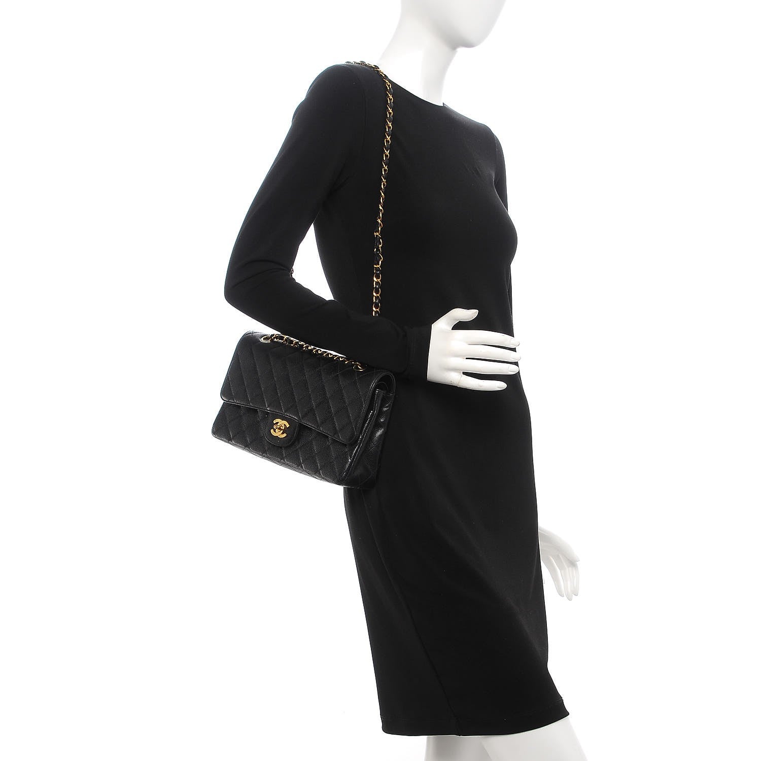 Chanel Caviar Quilted Medium Double Flap Black 2 of 8