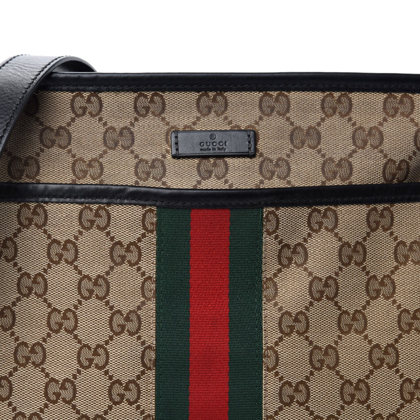 GG Monogram Web Flat Messenger Bag Black