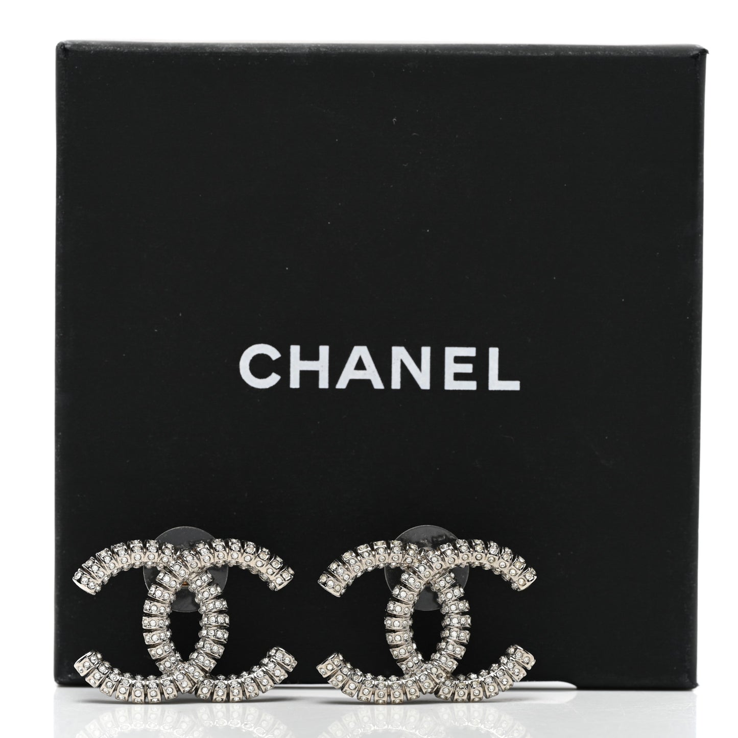 Crystal Large CC Earrings Silver