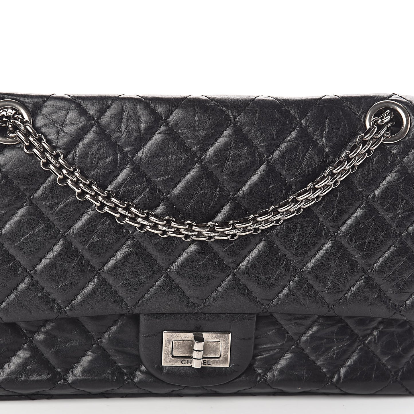 Aged Calfskin Quilted 2.55 Reissue 225 Flap Black
