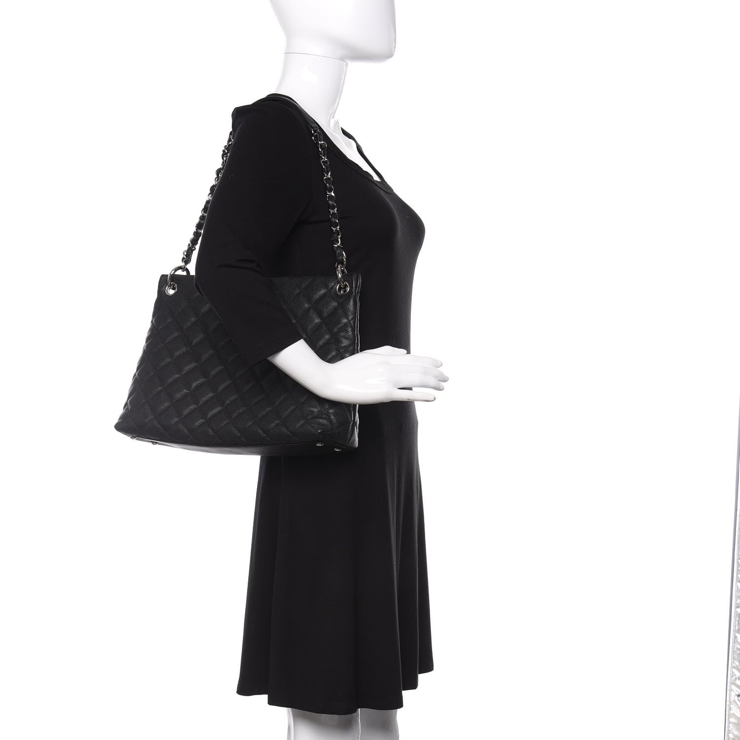 Chanel Caviar Quilted CC Shopping Tote Black 2 of 11