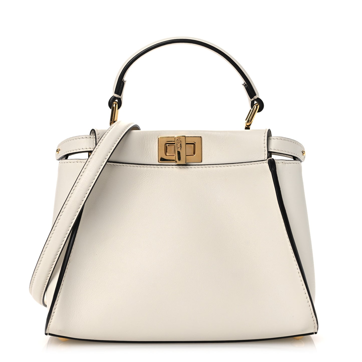 Vitello Seta Fabric Jacquard FF 1974 Mini Peekaboo Iconic Satchel White
